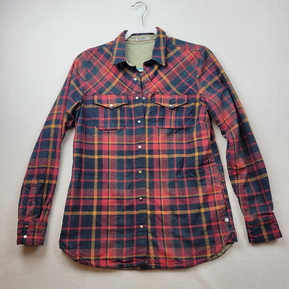 TOAD & CO Jacquette Overshirt Womens XS Plaid‎ Snap Buttons Hand Pockets Lined